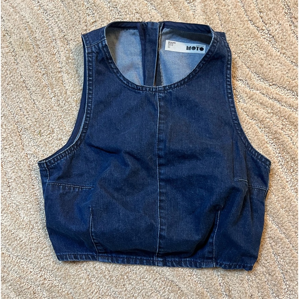 Top shop jean zippered crop top